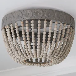 Aged Wood Beaded Ceiling Light