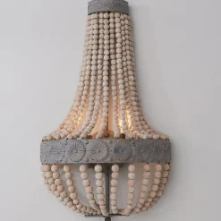 Aged Wood Beaded Sconce
