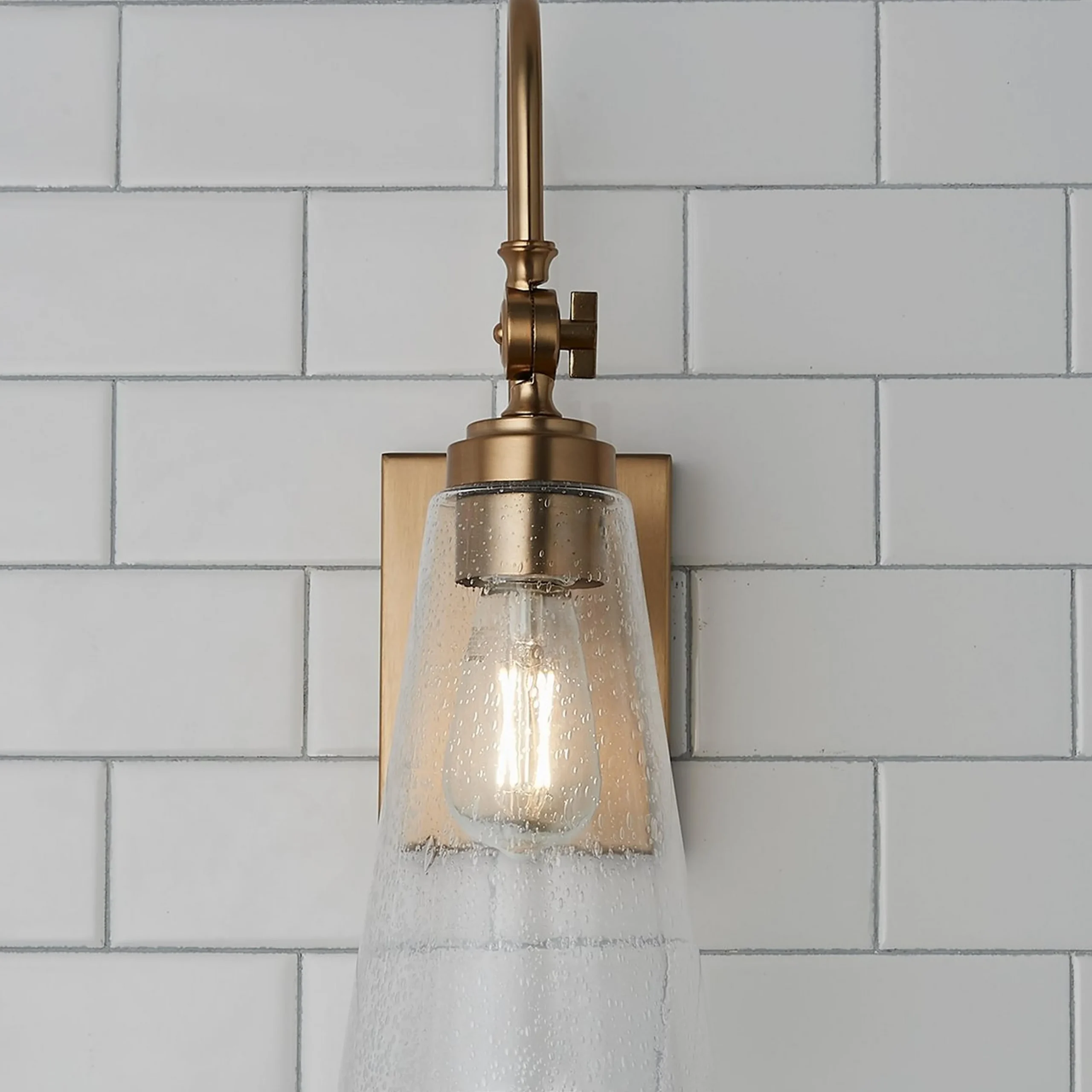 Arched Neck Tapered Glass Wall Light
