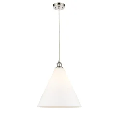 Arthur Cone Pendant - Large - White Glass