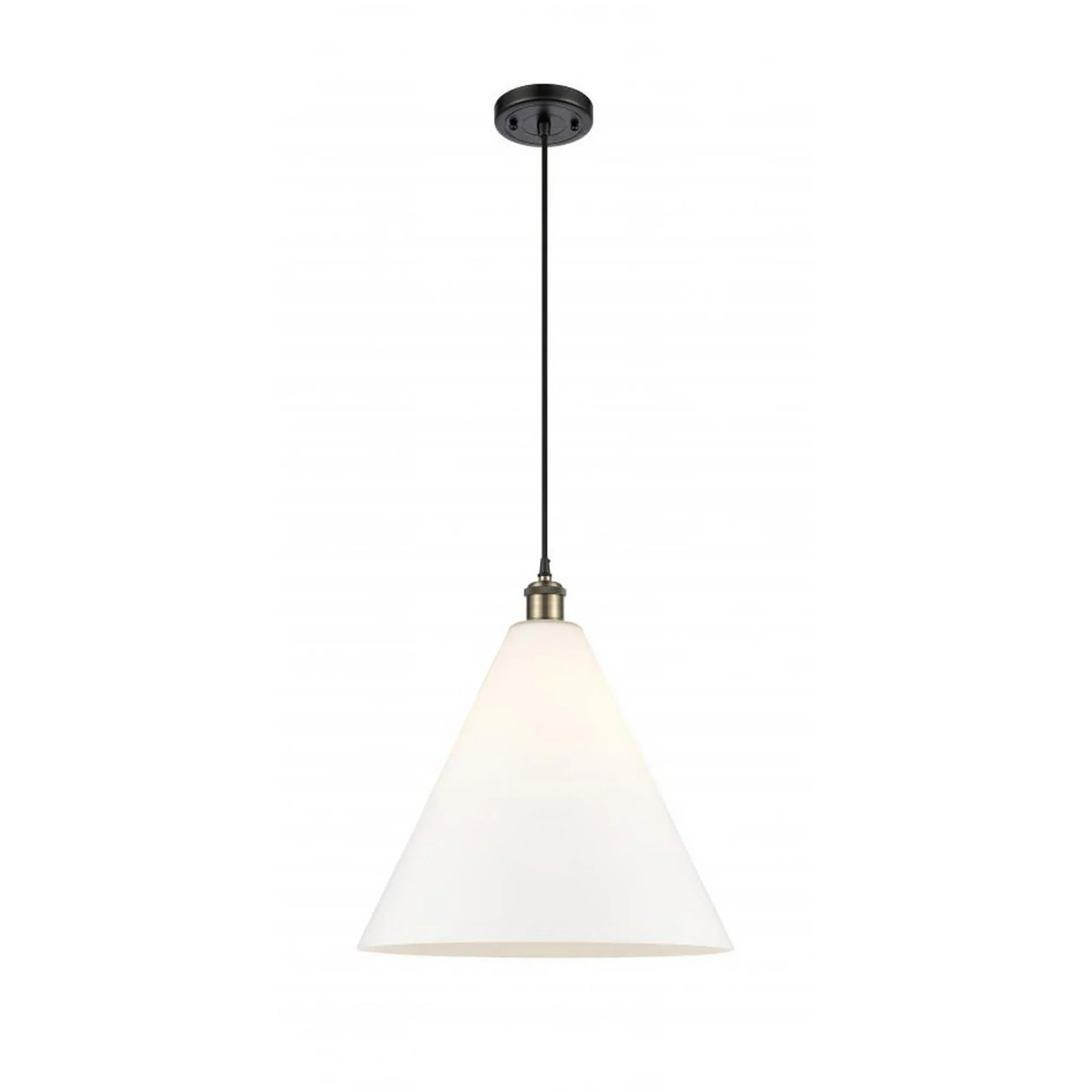 Arthur Cone Pendant - Large - White Glass