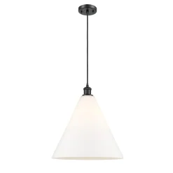Arthur Cone Pendant - Large - White Glass