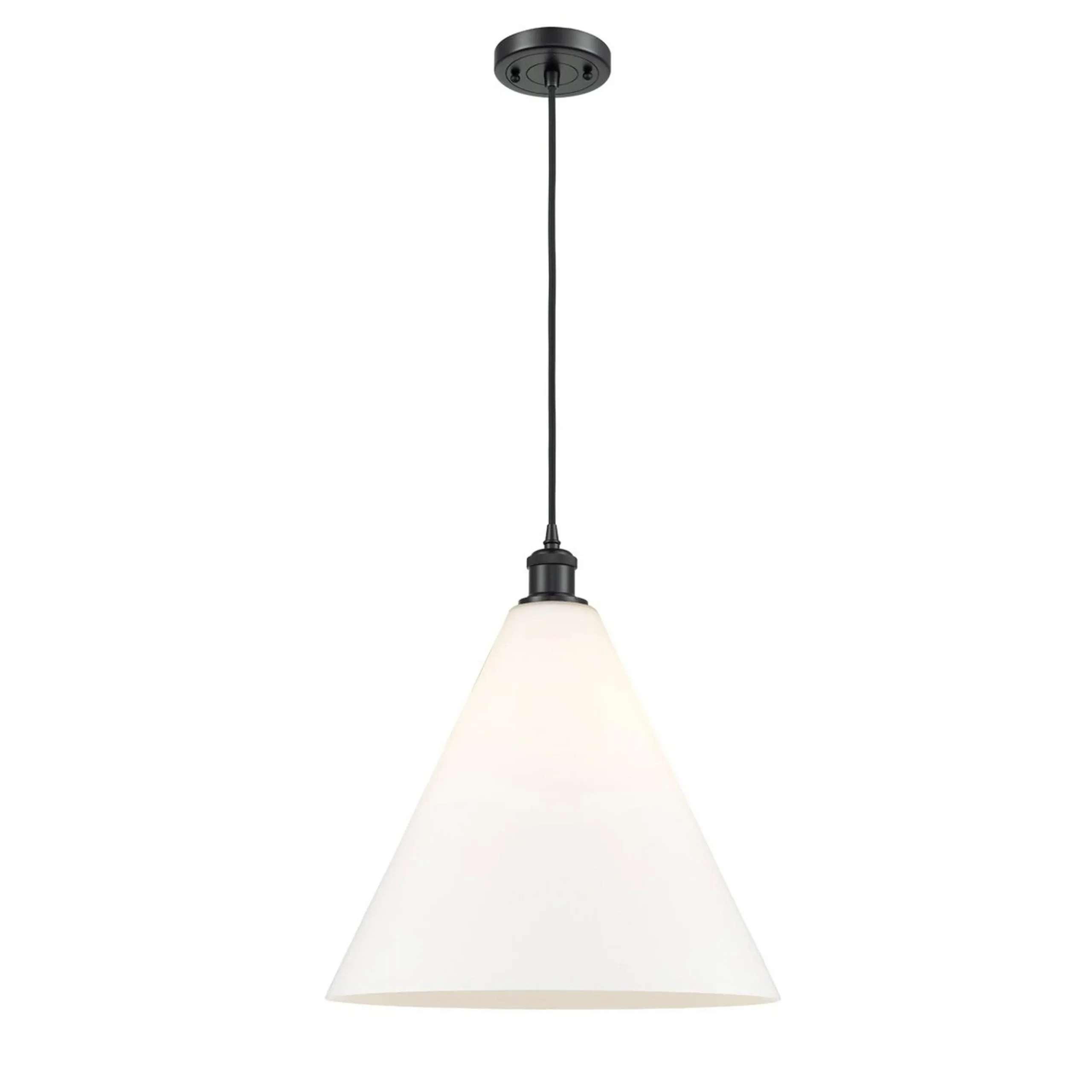Arthur Cone Pendant - Large - White Glass