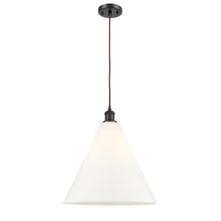 Arthur Cone Pendant - Large - White Glass