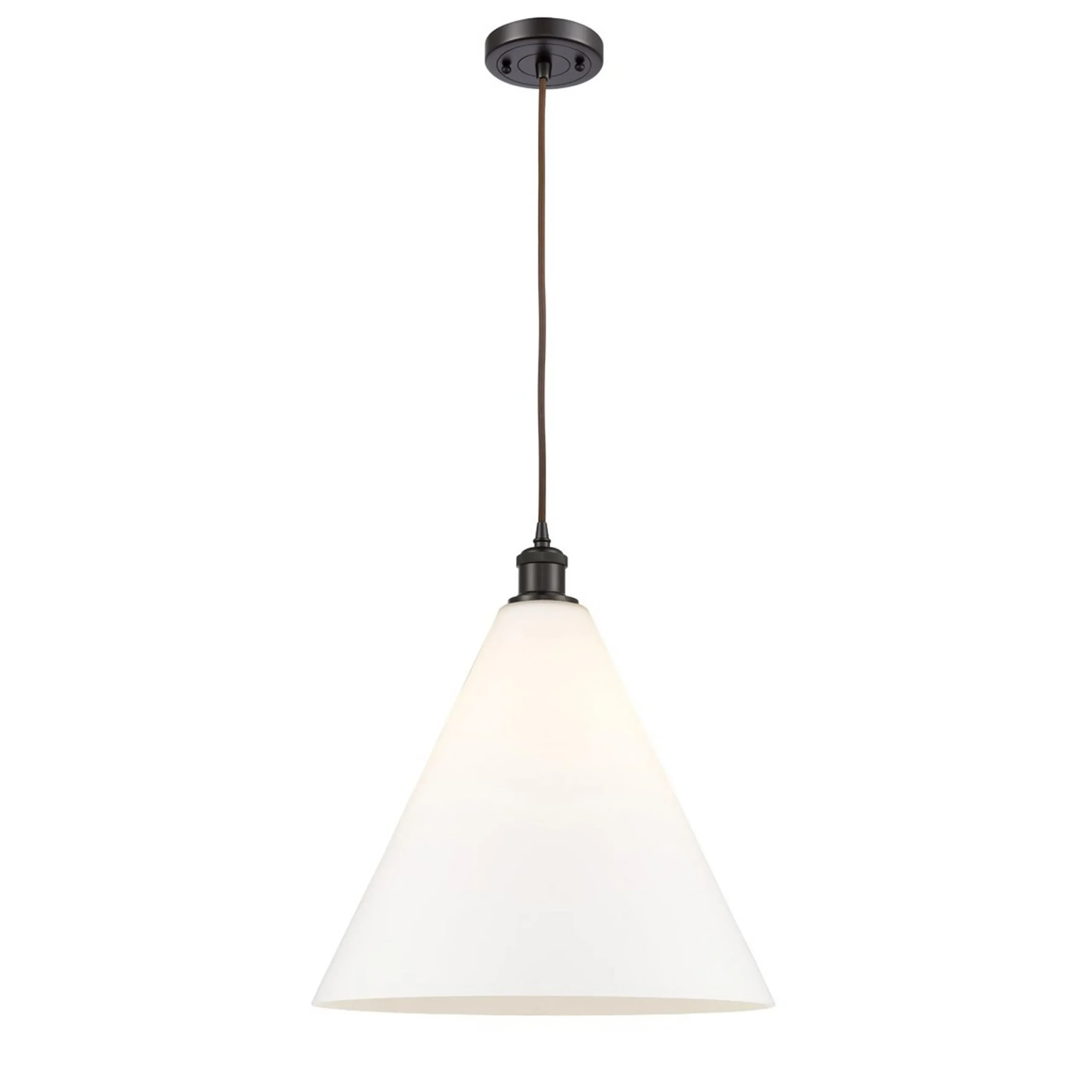 Arthur Cone Pendant - Large - White Glass