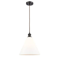 Arthur Cone Pendant - Small - White Glass