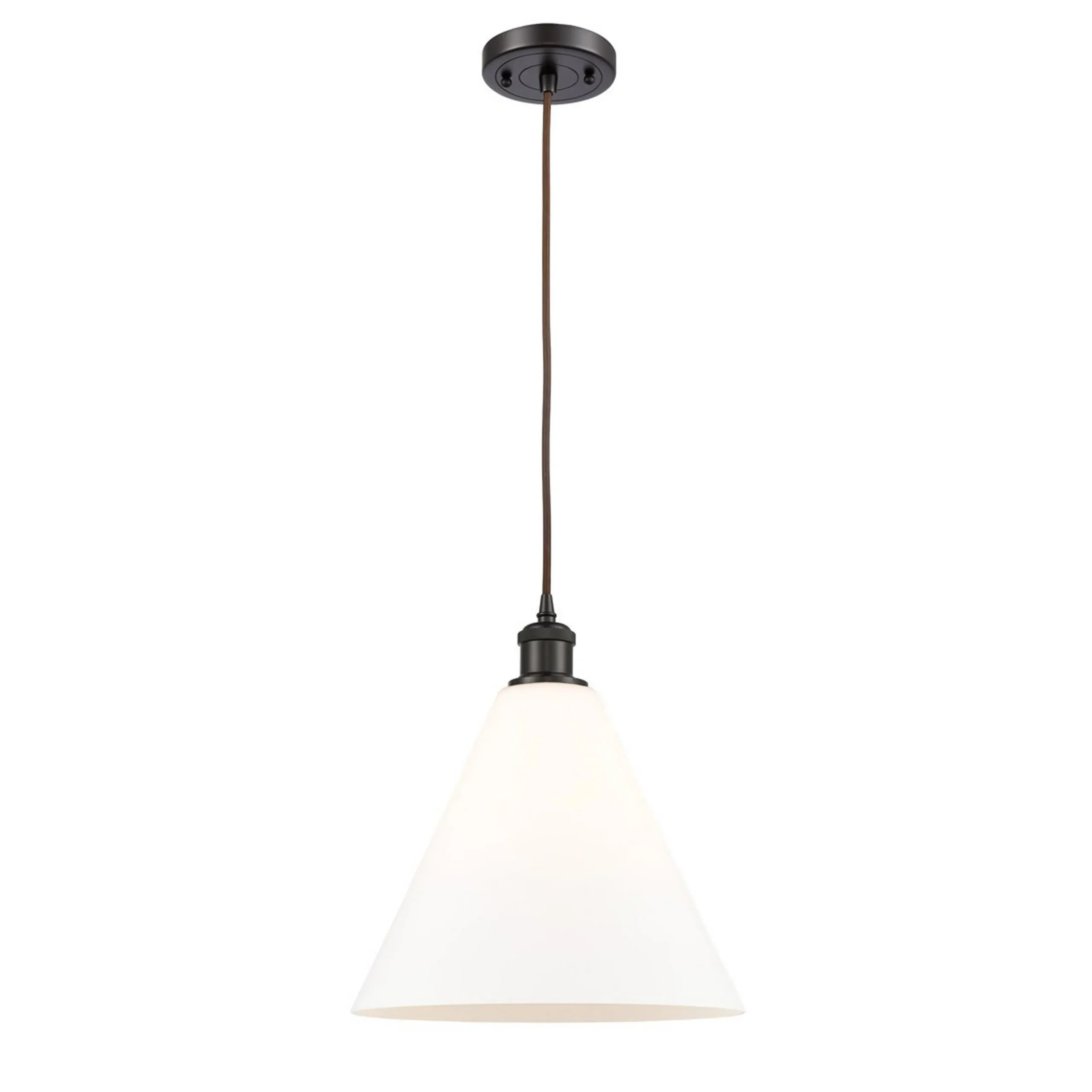 Arthur Cone Pendant - Small - White Glass