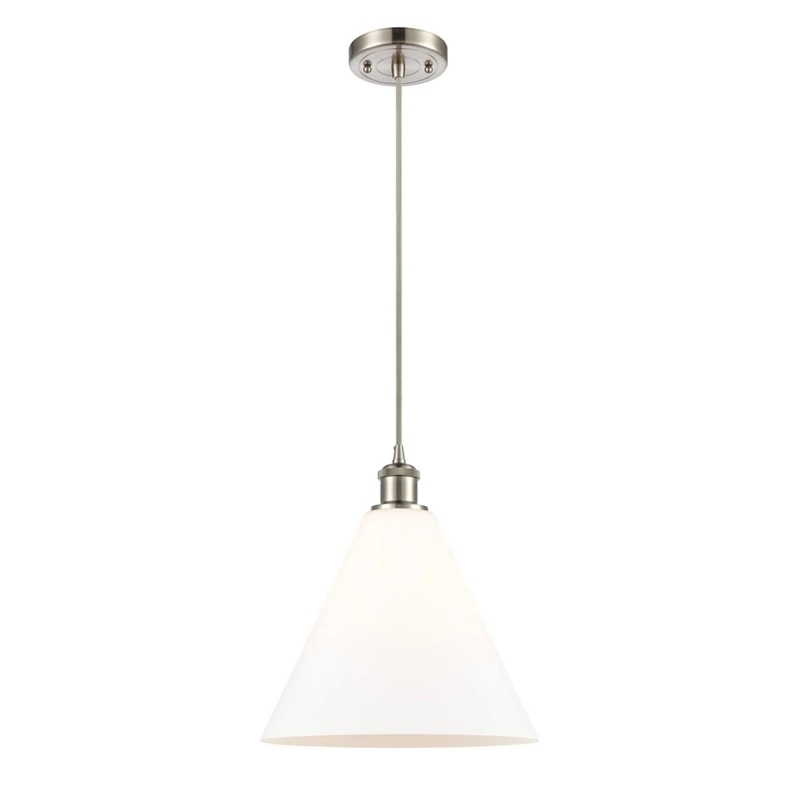 Arthur Cone Pendant - Small - White Glass