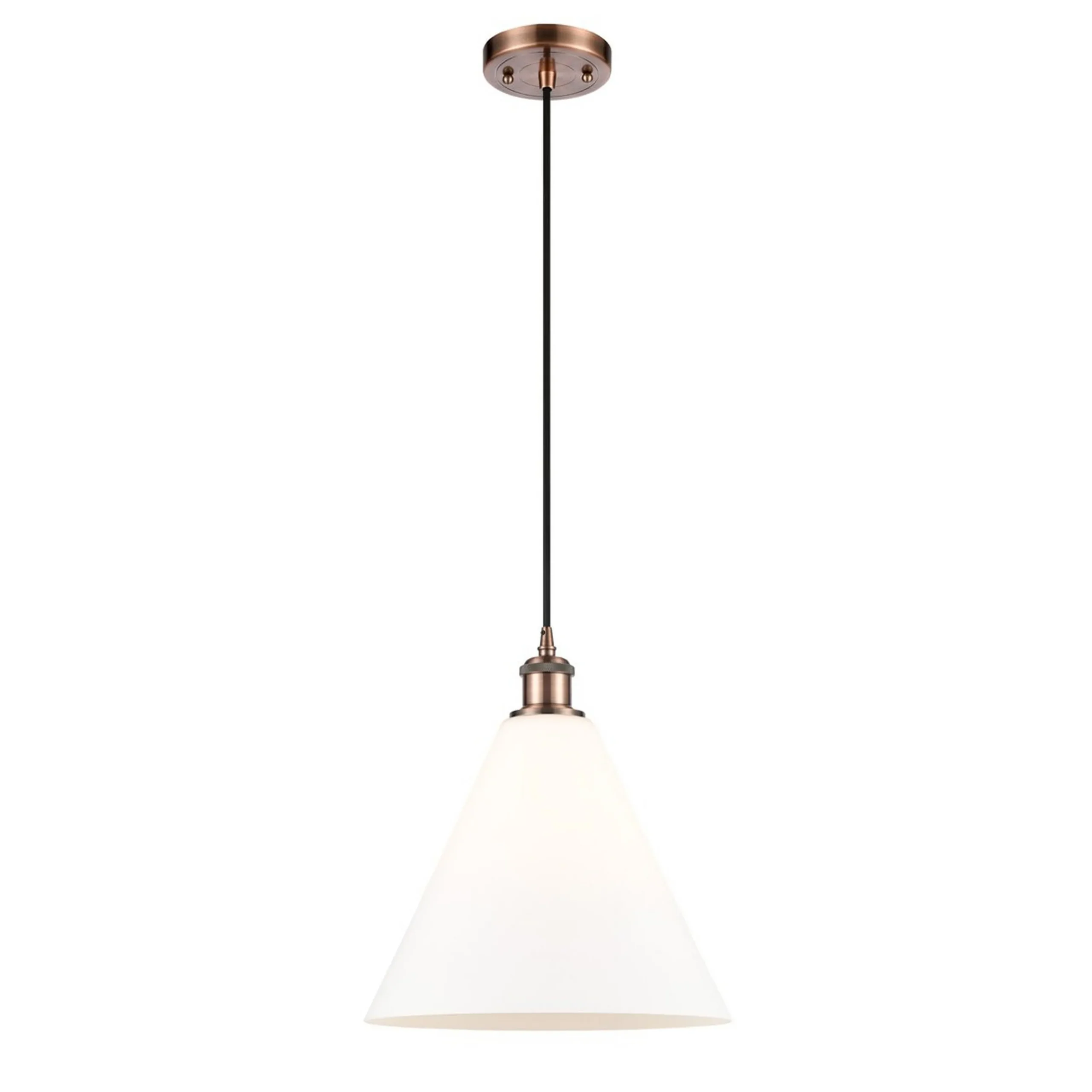 Arthur Cone Pendant - Small - White Glass