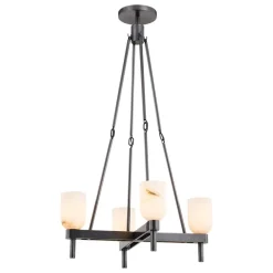 Aurind Cross Chandelier - 4 Light - Alabaster