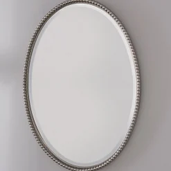 Beaded Beveled Mirror - Oval