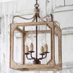 Boho Rustic Cube Chandelier - Small