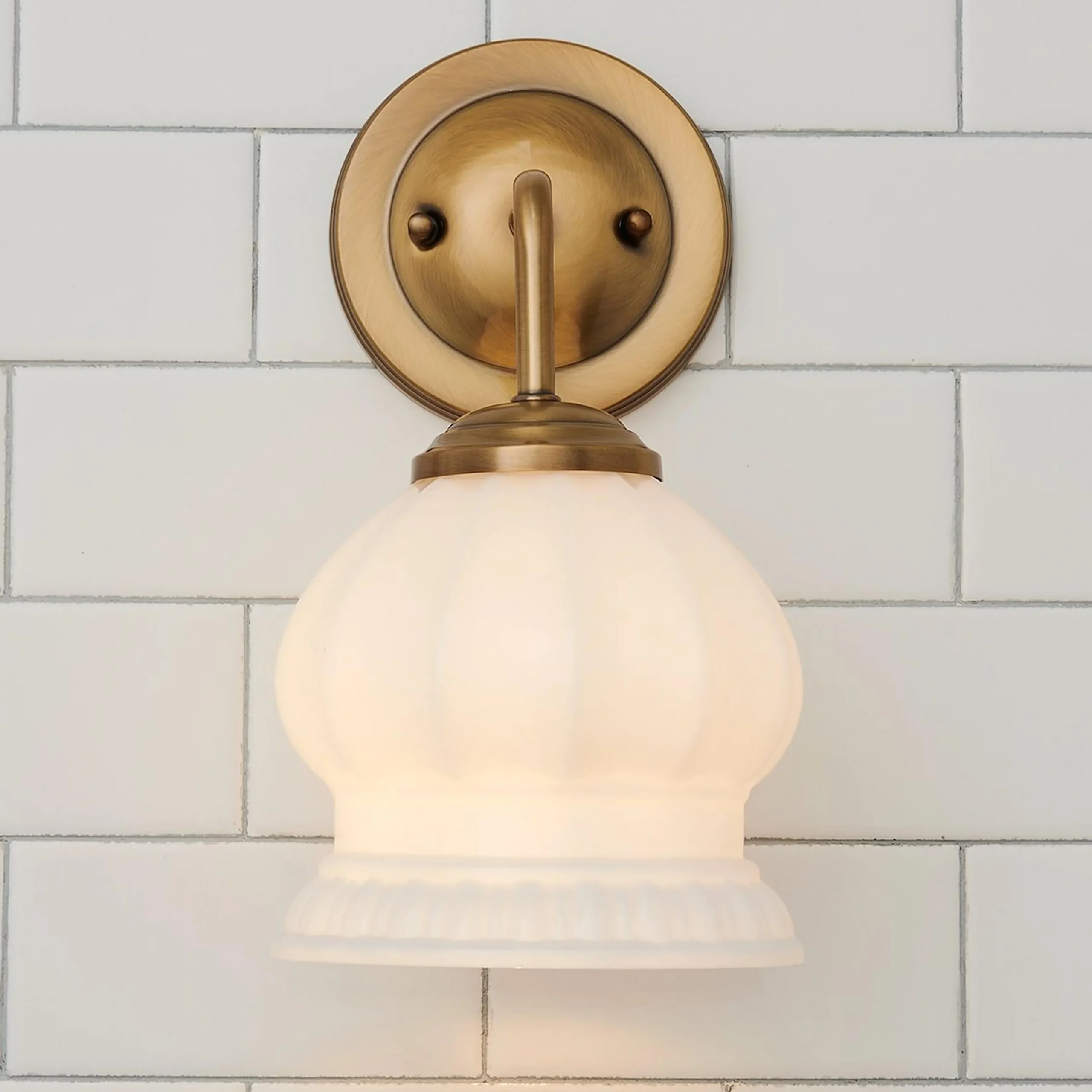 Chris Loves Julia Marlo Bath Sconce - Milk Glass