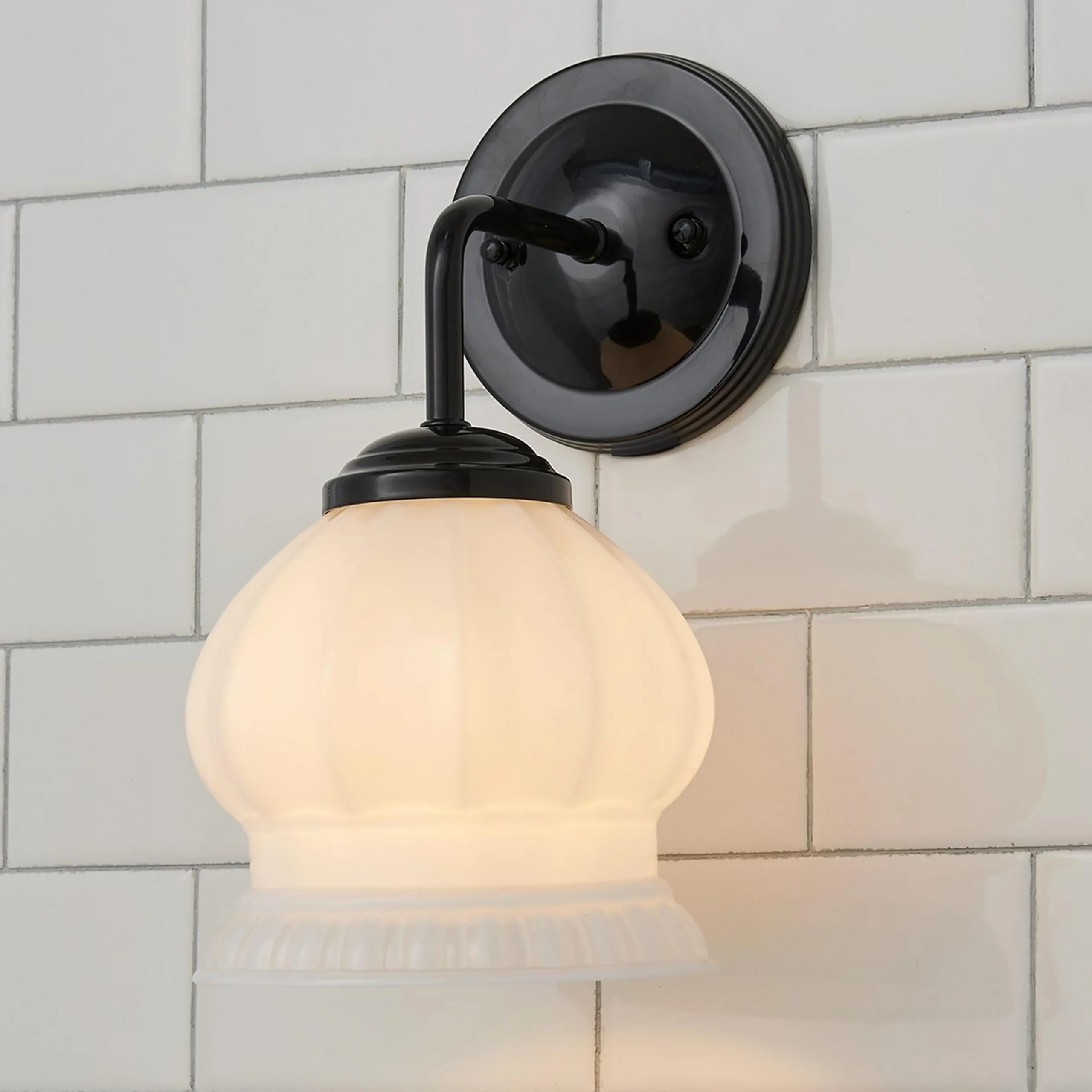 Chris Loves Julia Marlo Bath Sconce - Milk Glass