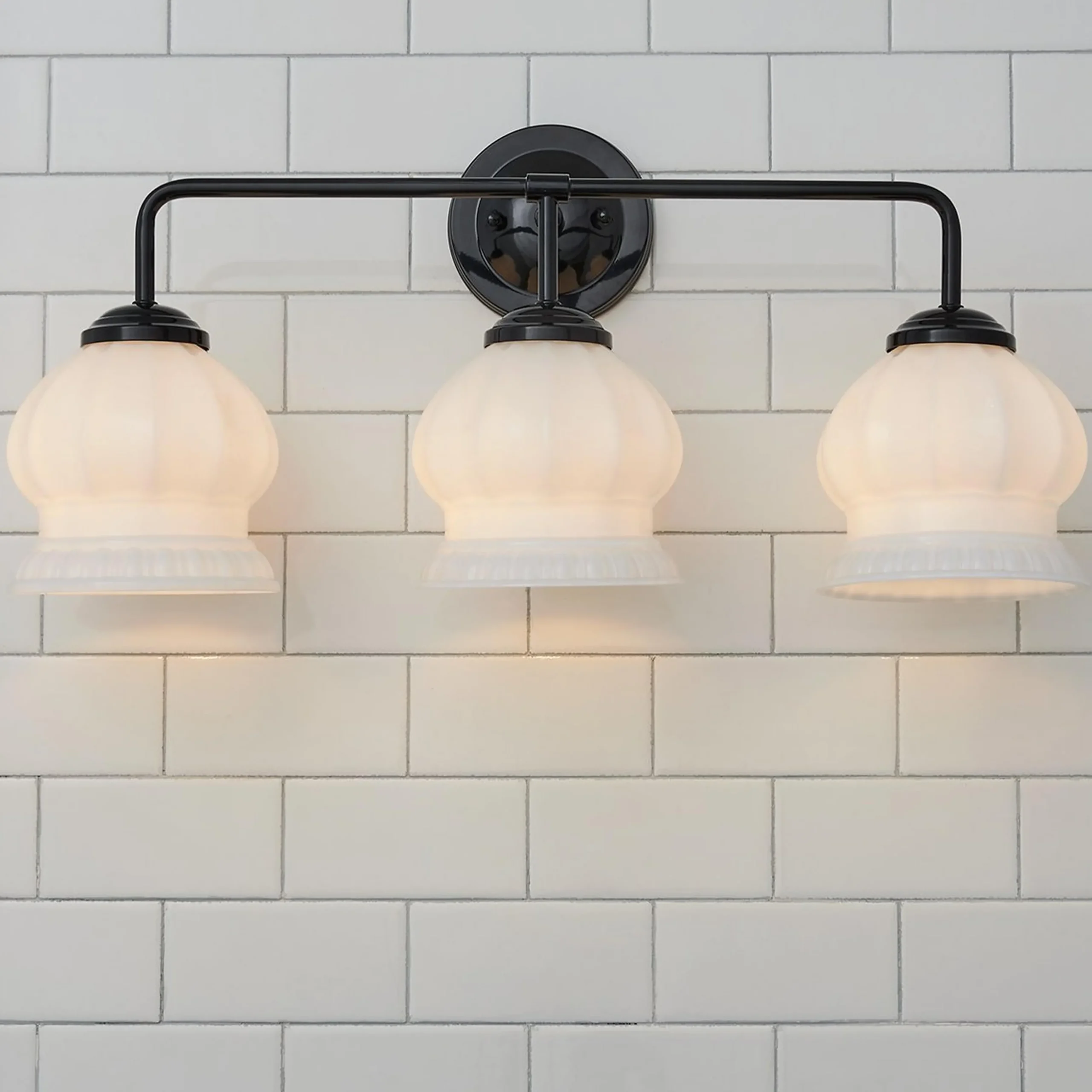 Chris Loves Julia Marlo Vanity Light - 3 Light - Milk Glass