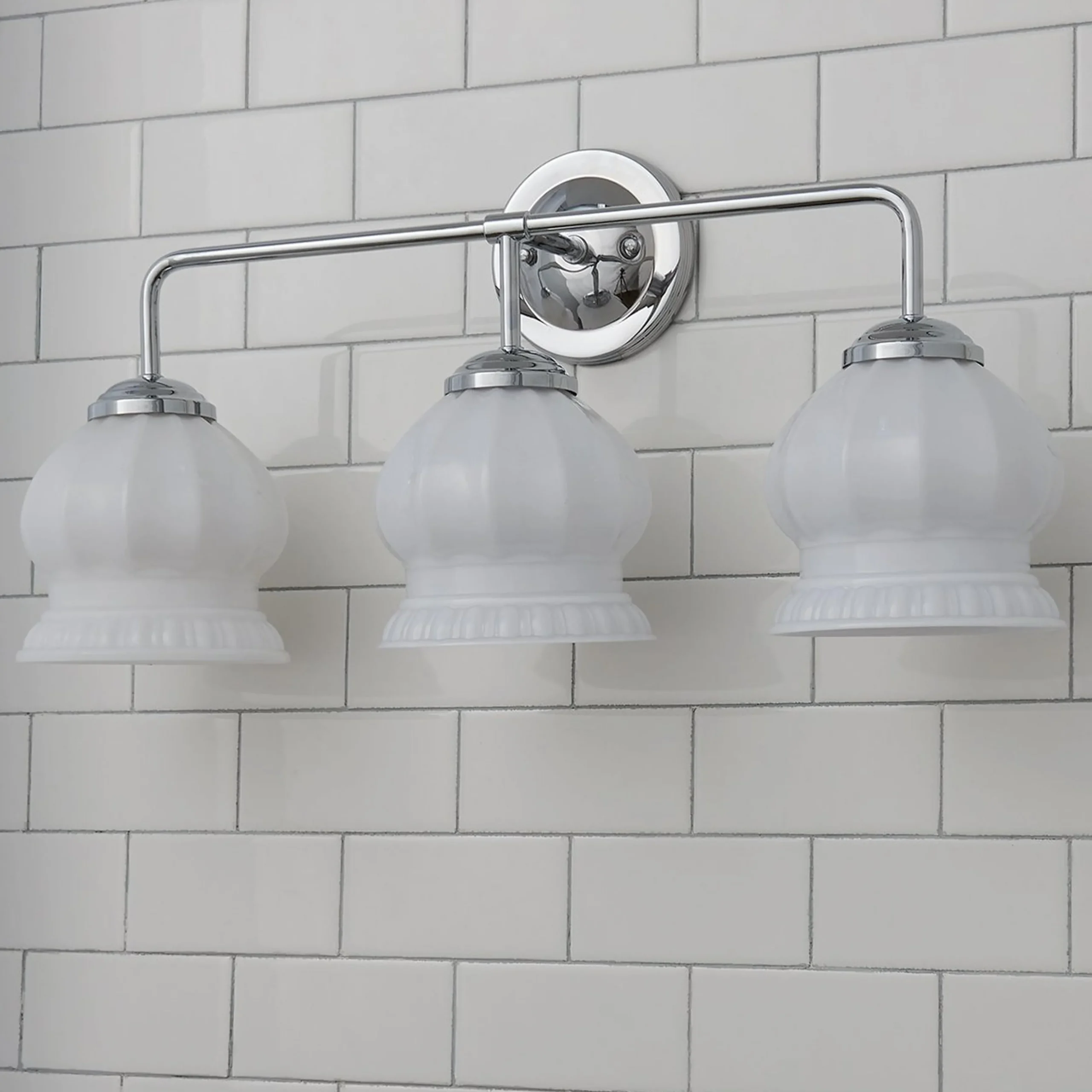 Chris Loves Julia Marlo Vanity Light - 3 Light - Milk Glass