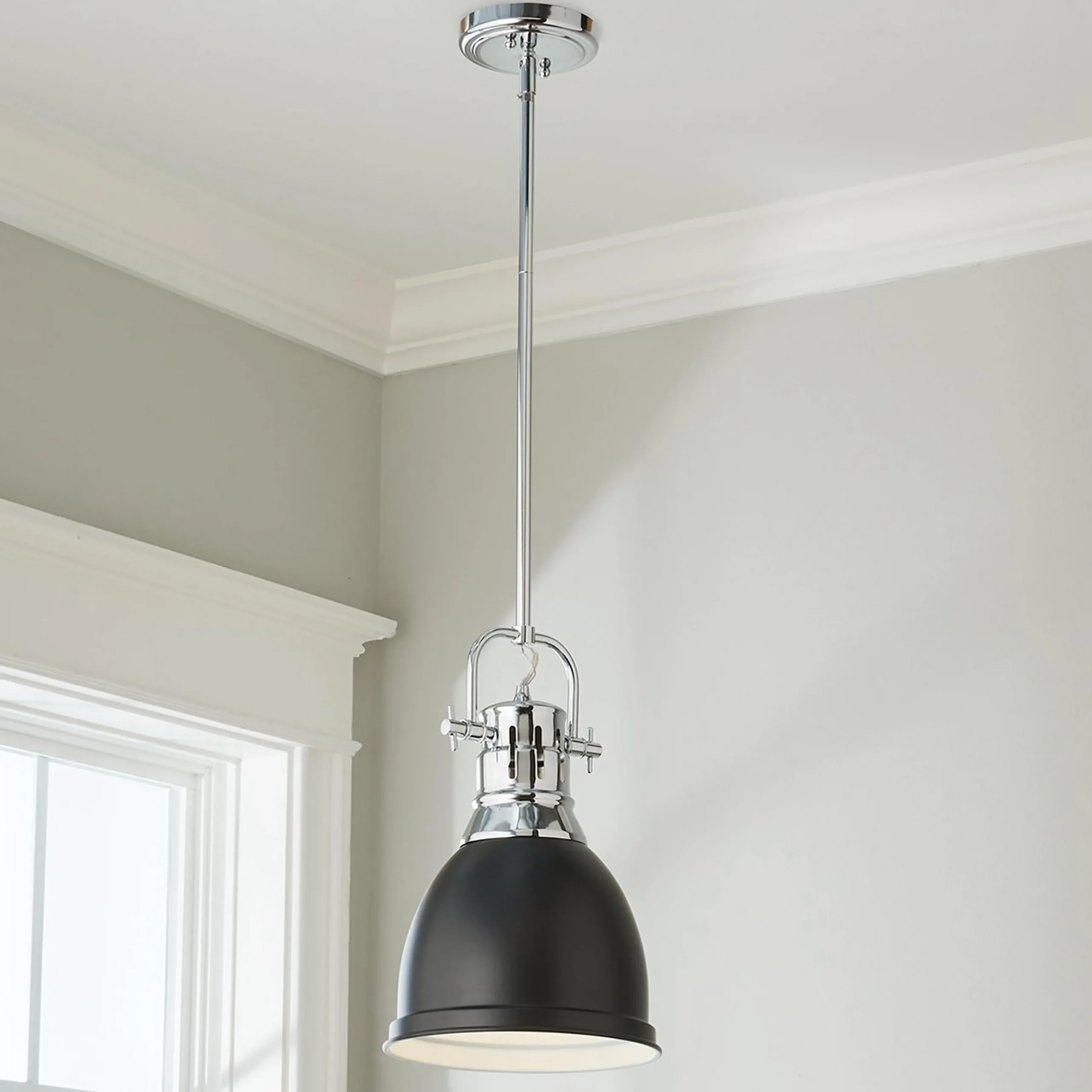 Classic Dome Shade Pendant Light with Rod - Small