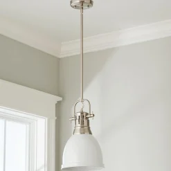 Classic Dome Shade Pendant Light with Rod - Small