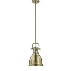 Classic Dome Shade Pendant Light with Rod - Small