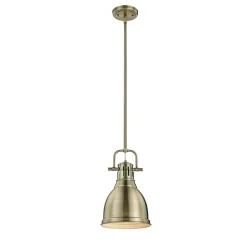 Classic Dome Shade Pendant Light with Rod - Small