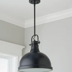 Classic Dome Shade Pendant Light with Rod - Large