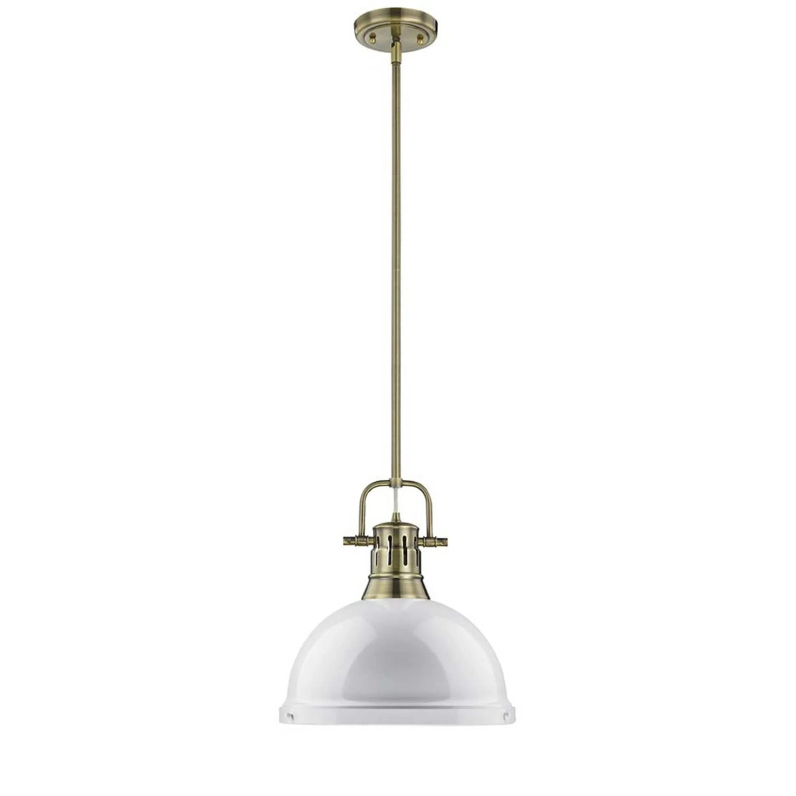 Classic Dome Shade Pendant Light with Rod - Large