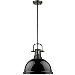Classic Dome Shade Pendant Light with Rod - Large