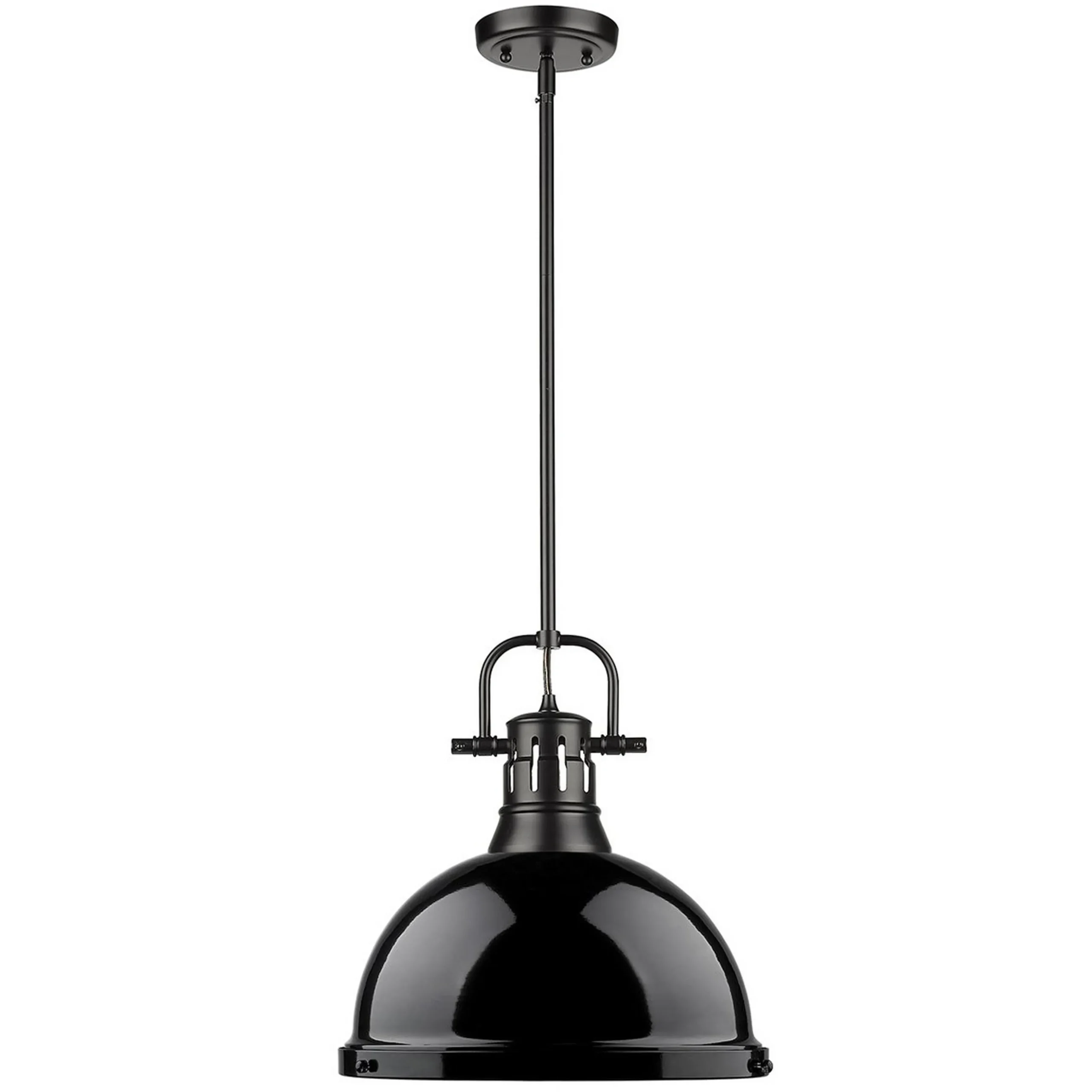 Classic Dome Shade Pendant Light with Rod - Large