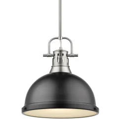 Classic Dome Shade Pendant Light with Rod - Large