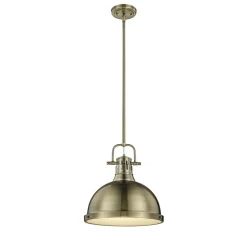 Classic Dome Shade Pendant Light with Rod - Large