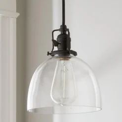 Clear Glass Dome Industrial Pendant