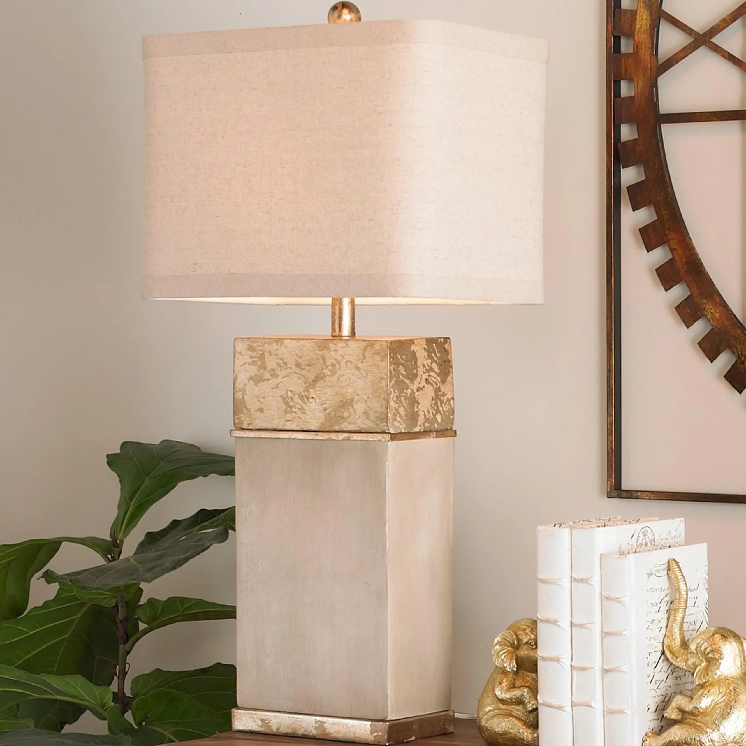 Concrete Block Gold Leaf Table Lamp