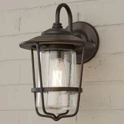 Contemporary Seeded Glass Outdoor Sconce - Small