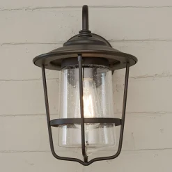 Contemporary Seeded Glass Outdoor Sconce - Small