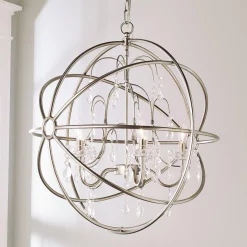 Crystal and Metal Orb Chandelier