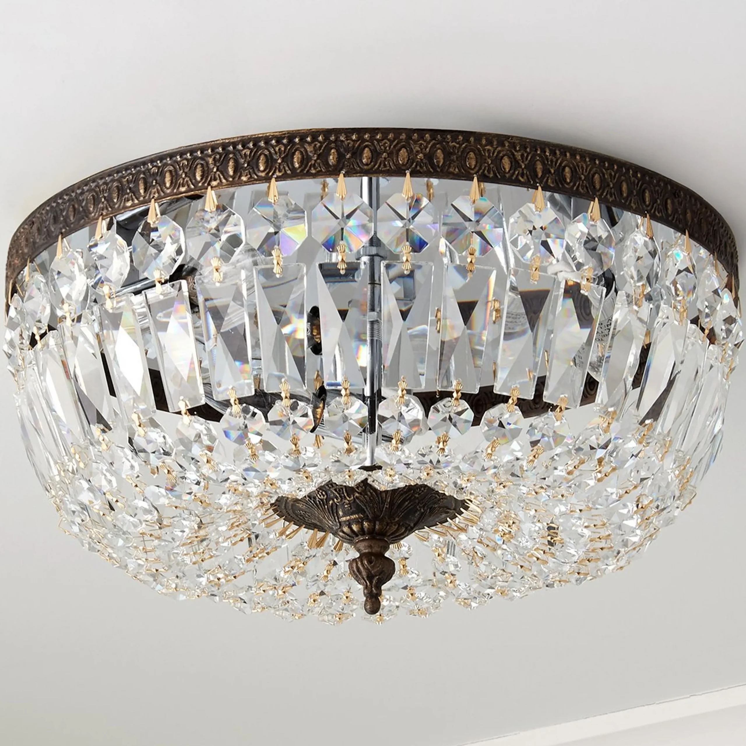 Cut Crystal Basket Ceiling Light - Large
