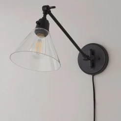 Cyrus Straight Swing Arm Sconce - Glass Shade
