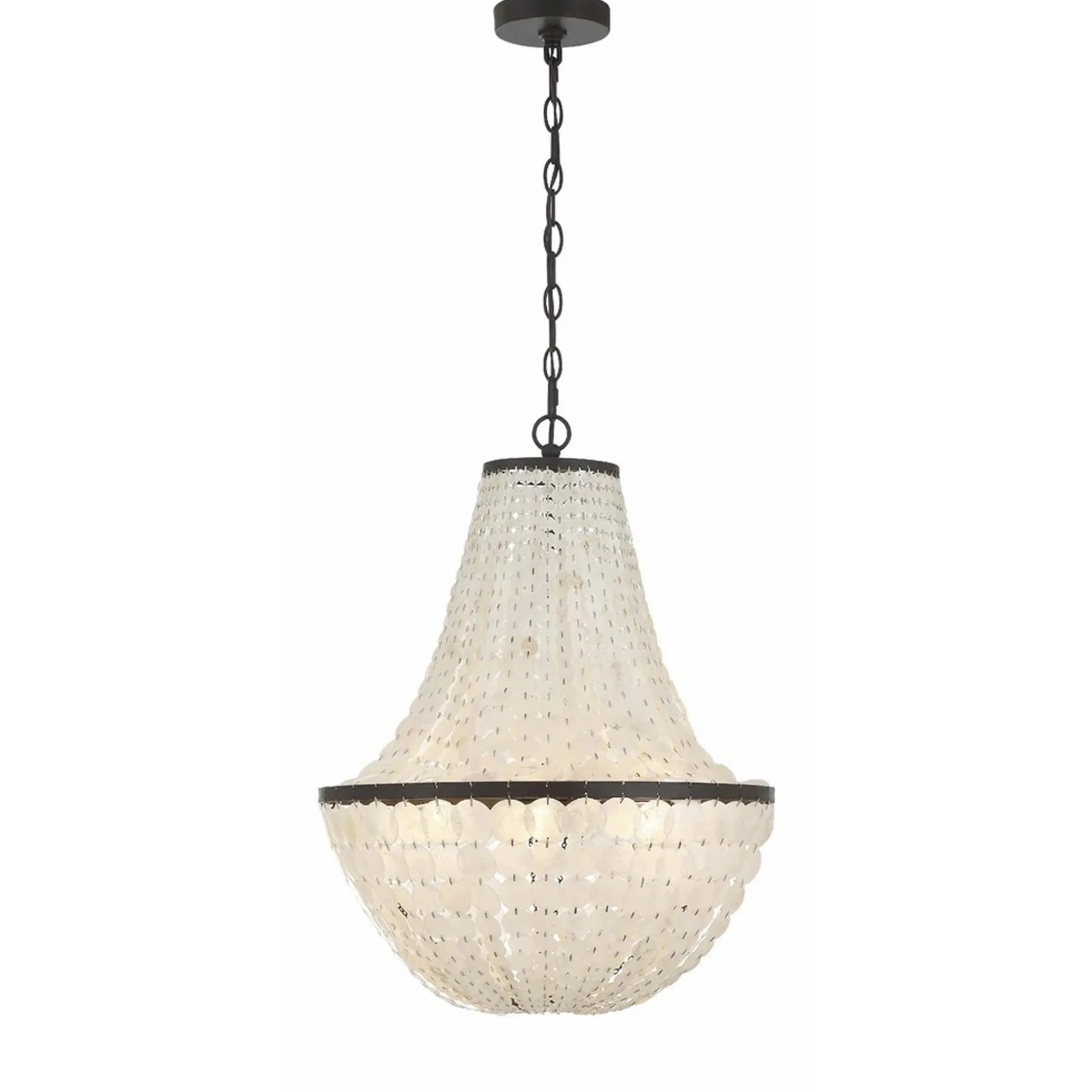 Elegant Capiz Shell Basket Chandelier