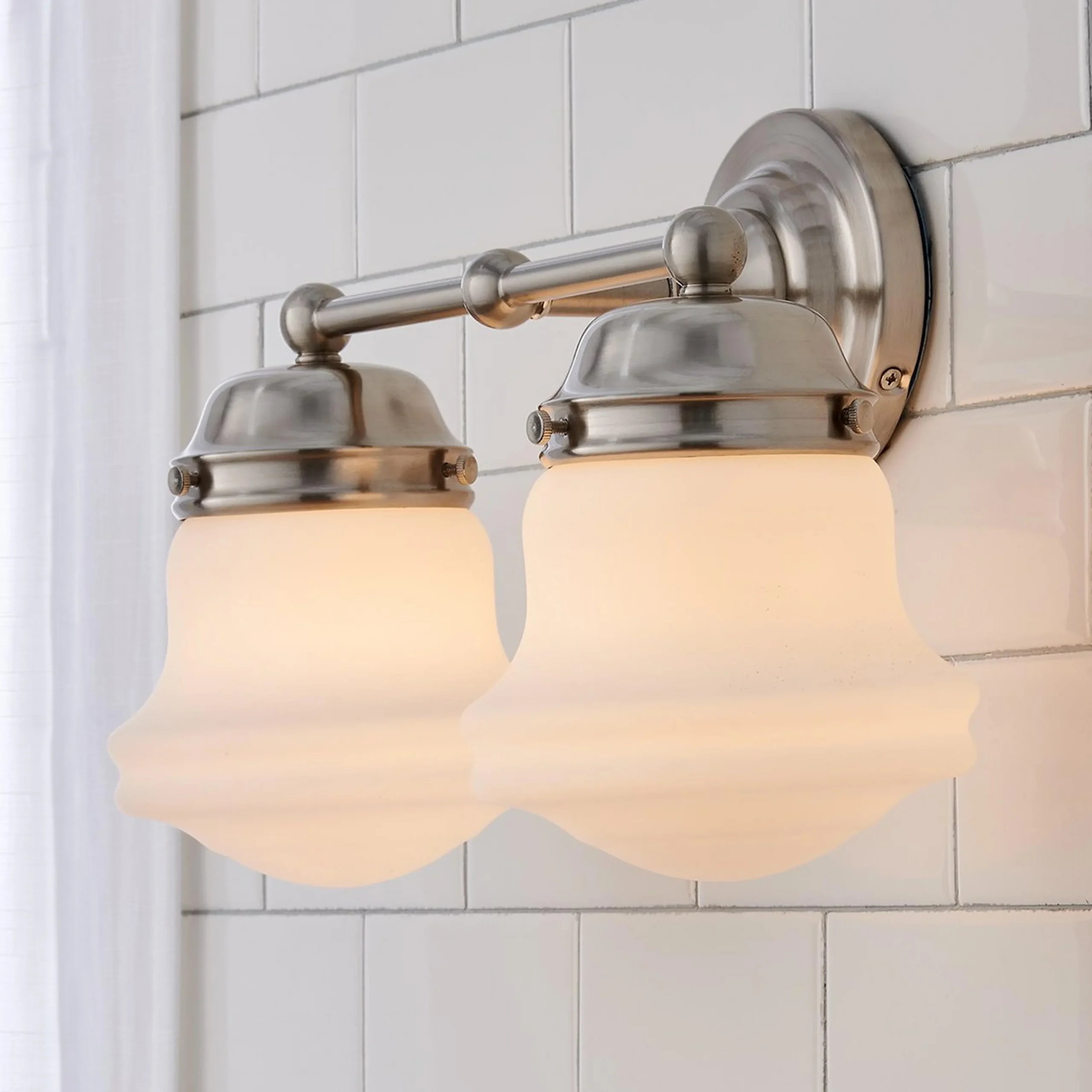 Ethel School Haus Opal Glass Vanity Light - 2 Light