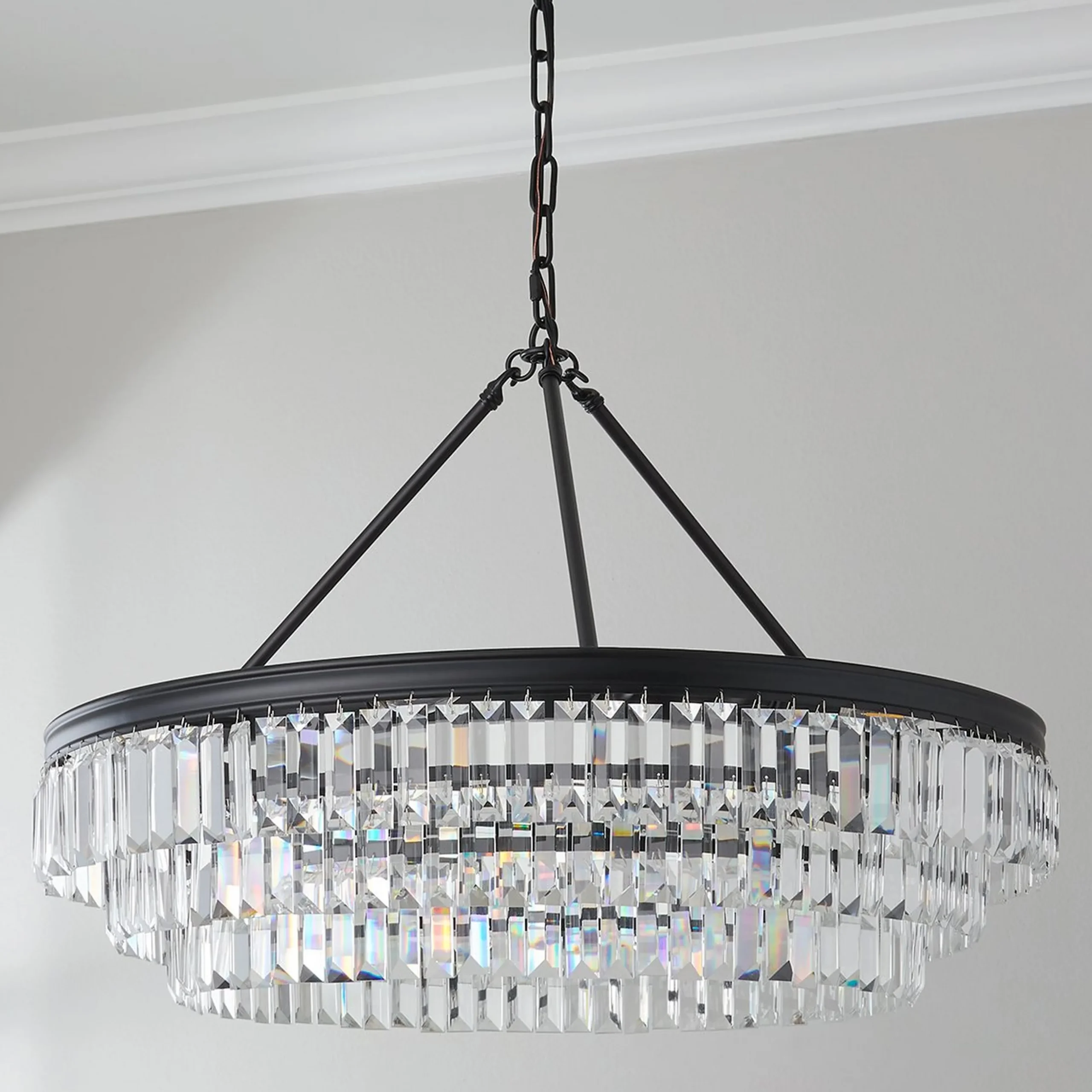 Faceted Glass Layered Chandelier - 30"