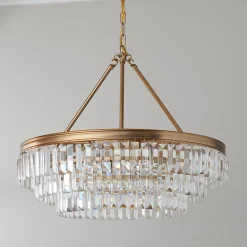 Faceted Glass Layered Chandelier - 25"
