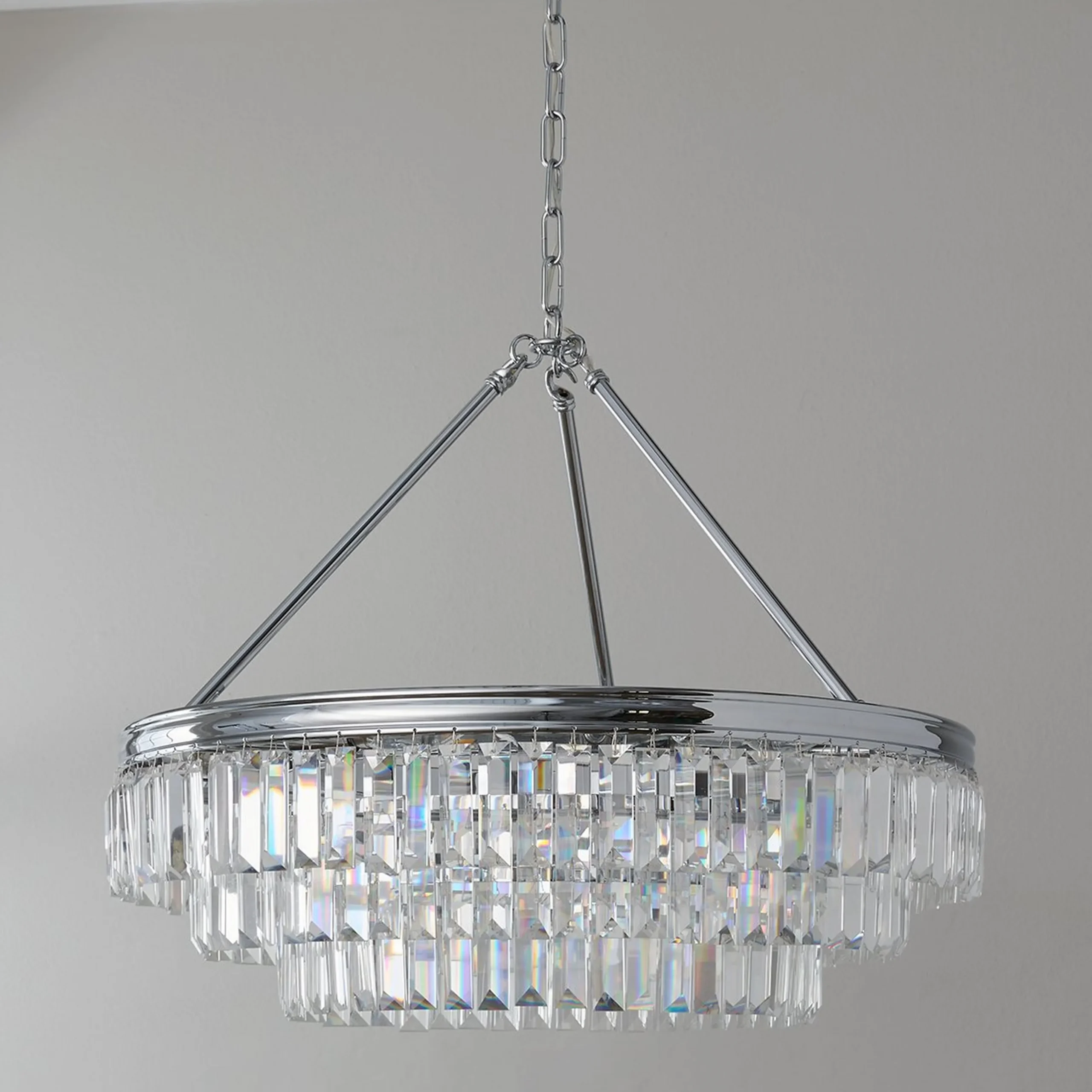 Faceted Glass Layered Chandelier - 25"