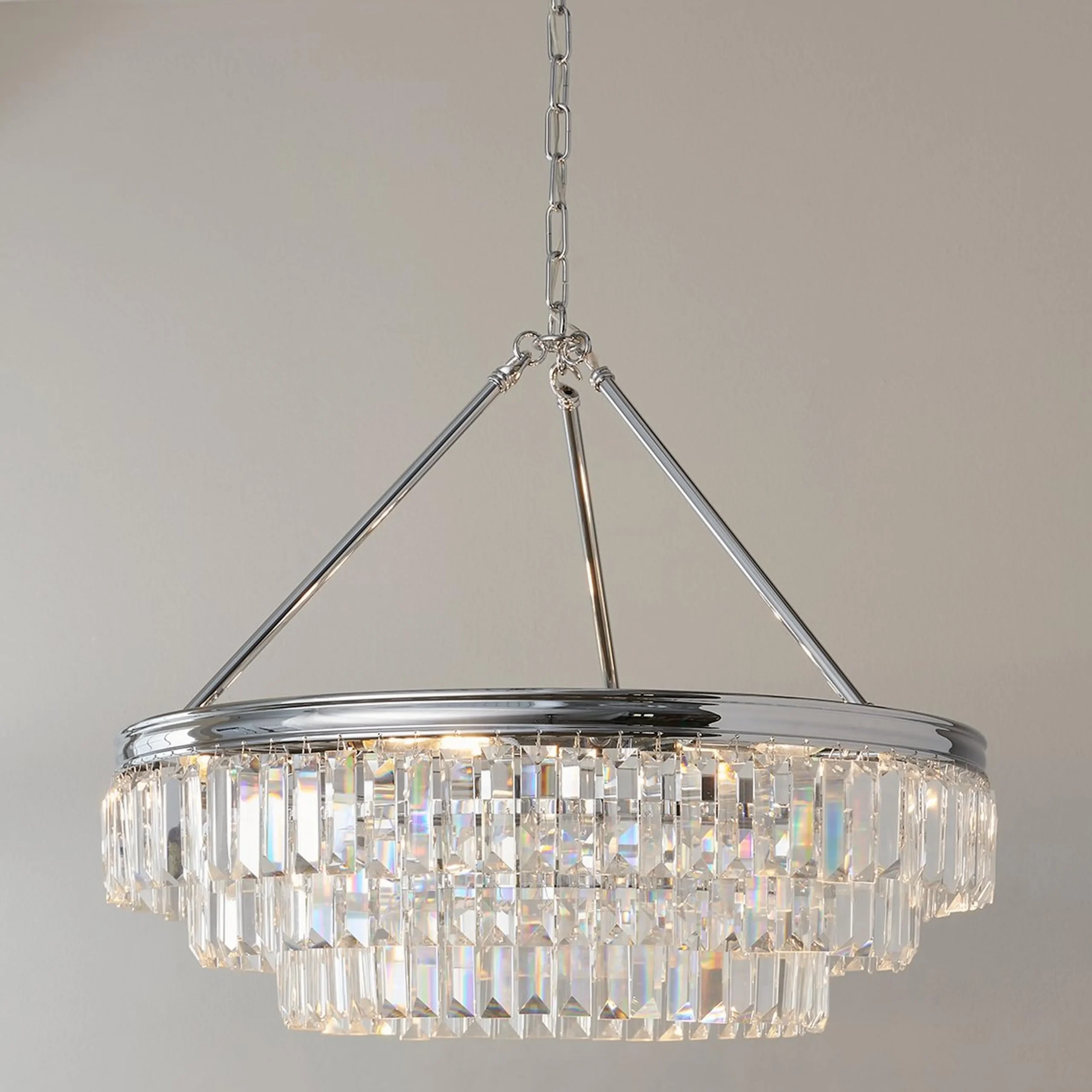 Faceted Glass Layered Chandelier - 25"