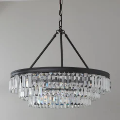 Faceted Glass Layered Chandelier - 25"