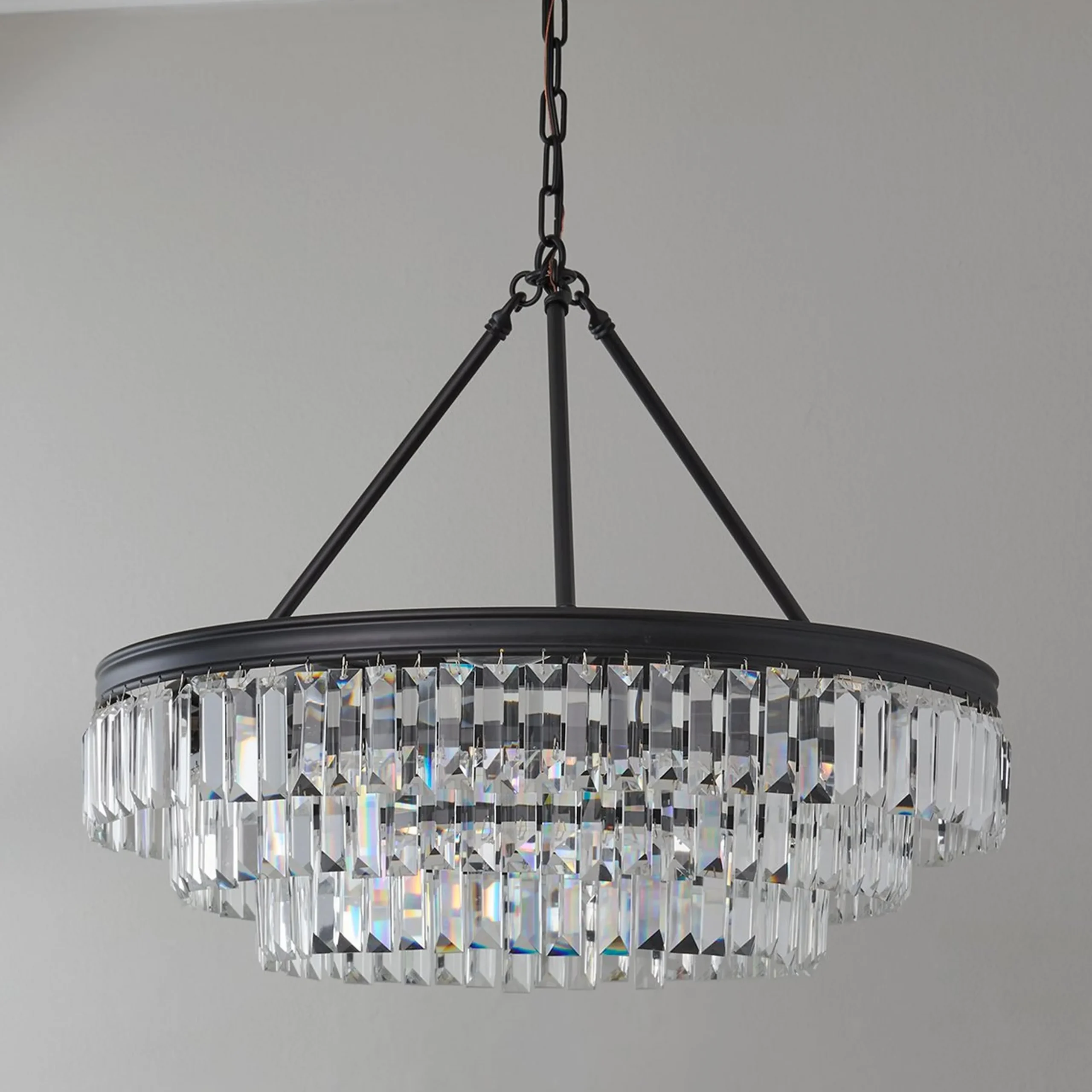 Faceted Glass Layered Chandelier - 25"