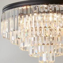 Faceted Glass Layered Convertible Chandelier - 20