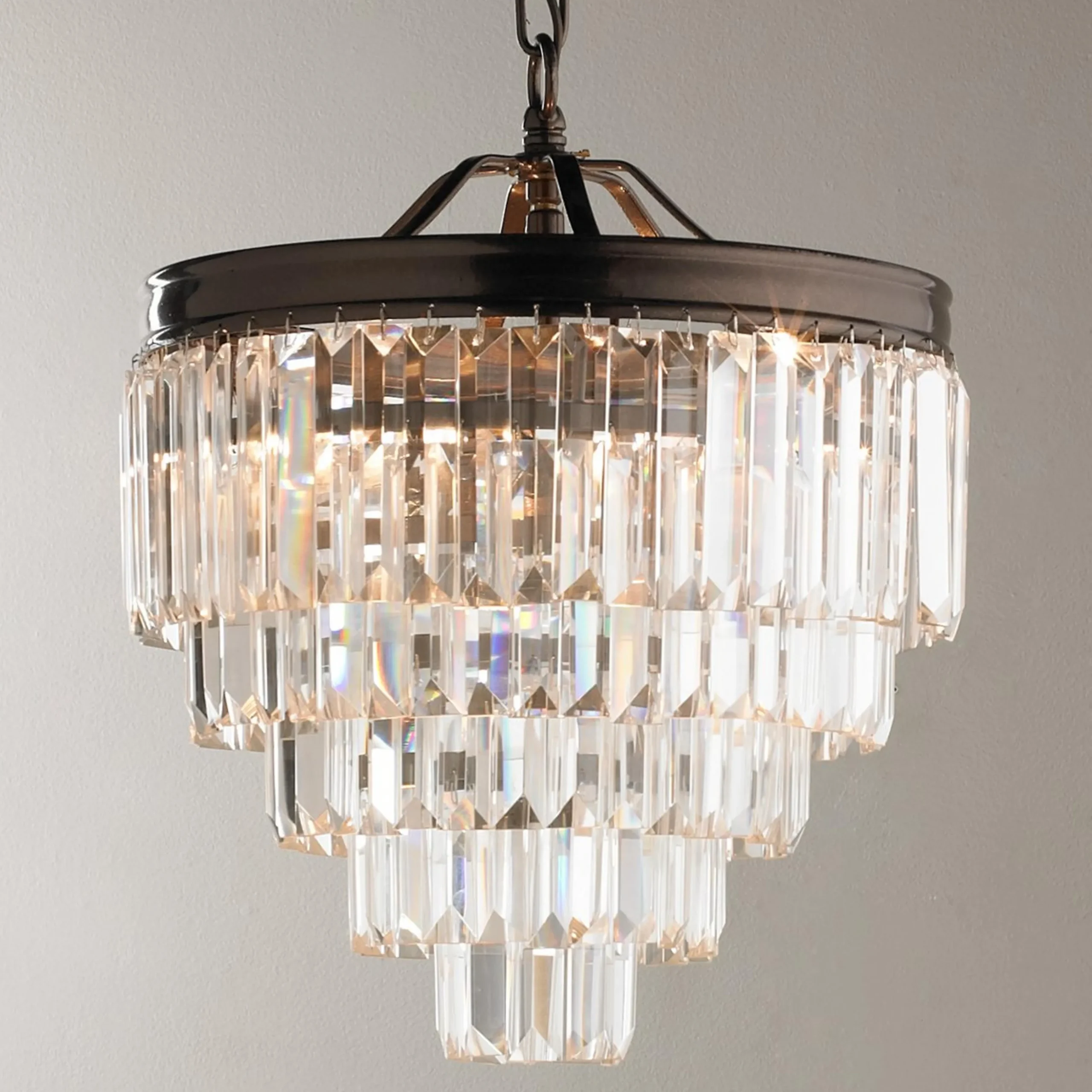 Faceted Glass Layered Convertible Chandelier - 12"