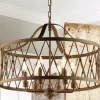 Faded Rustic Drum Cage Chandelier - 6 Light