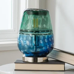 Fused Jewel Tone Art Glass Table Light