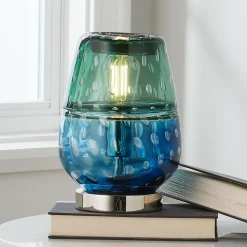 Fused Jewel Tone Art Glass Table Light